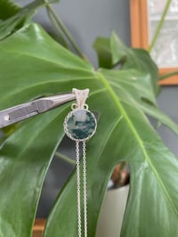 Image 1 of Silver Moss Agate  Coin Crystal Necklace