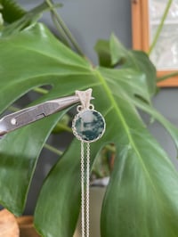 Image 2 of Silver Moss Agate  Coin Crystal Necklace