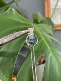 Image 3 of Silver Moss Agate  Coin Crystal Necklace