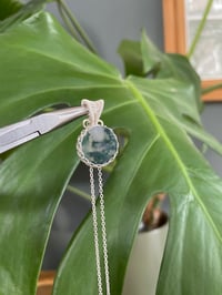 Image 4 of Silver Moss Agate  Coin Crystal Necklace