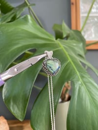 Image 1 of Silver Labradorite Heart Crystal Necklace