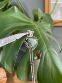 Image 6 of Silver Labradorite Heart Crystal Necklace