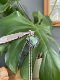 Image 2 of Silver Labradorite Heart Crystal Necklace