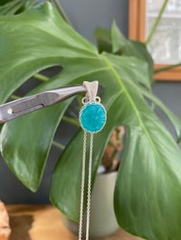 Image 2 of Silver Ice Amazonite Oval Flower Crystal Necklace