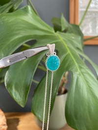 Image 3 of Silver Ice Amazonite Oval Flower Crystal Necklace