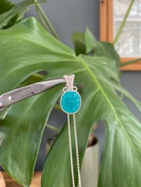 Image 4 of Silver Ice Amazonite Oval Flower Crystal Necklace