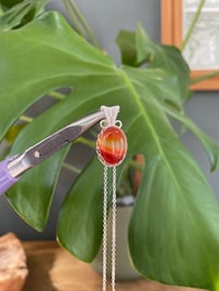 Image 1 of Silver Banded Carnelian Oval Crystal Necklace