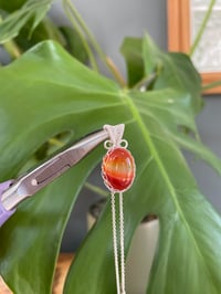 Image 2 of Silver Banded Carnelian Oval Crystal Necklace