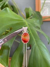 Image 4 of Silver Banded Carnelian Oval Crystal Necklace