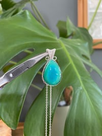 Image 1 of Silver Malachite & Amazonite Teardrop Crystal Necklace