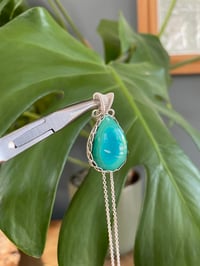 Image 3 of Silver Malachite & Amazonite Teardrop Crystal Necklace