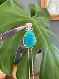 Image 4 of Silver Malachite & Amazonite Teardrop Crystal Necklace