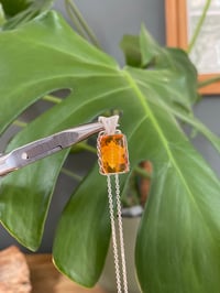 Image 4 of Silver Amber & Flower Carving Crystal Necklace 