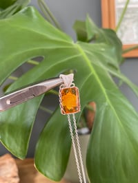 Image 5 of Silver Amber & Flower Carving Crystal Necklace 