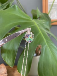 Image 1 of Silver Abalone Shell Heart Crystal Necklace