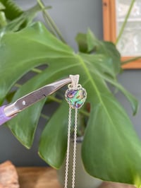 Image 2 of Silver Abalone Shell Heart Crystal Necklace