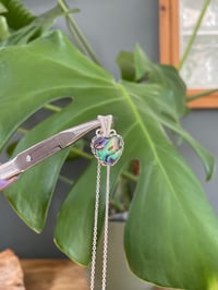 Image 4 of Silver Abalone Shell Heart Crystal Necklace