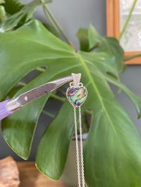 Image 5 of Silver Abalone Shell Heart Crystal Necklace