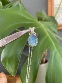 Image 1 of Silver Abalone Shell Teardrop Crystal Necklace 