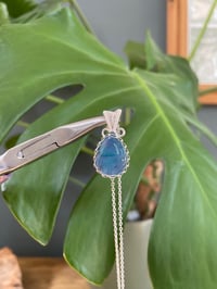 Image 3 of Silver Abalone Shell Teardrop Crystal Necklace 