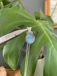 Image 2 of Silver Abalone Shell Teardrop Crystal Necklace 