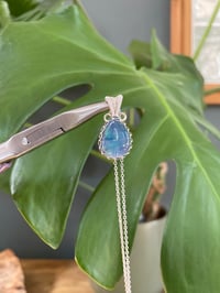 Image 4 of Silver Abalone Shell Teardrop Crystal Necklace 