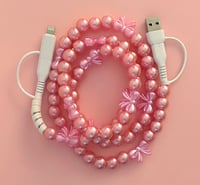 Candy Pink Metallic Pearl and Bows Phone Charger