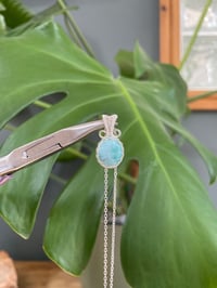 Image 1 of Silver Larimar Coin Oval Crystal Necklace