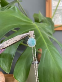 Image 2 of Silver Larimar Coin Oval Crystal Necklace