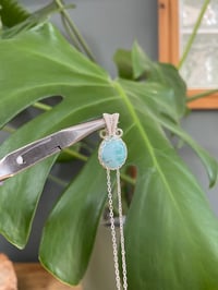 Image 3 of Silver Larimar Coin Oval Crystal Necklace