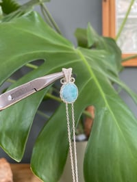 Image 4 of Silver Larimar Coin Oval Crystal Necklace