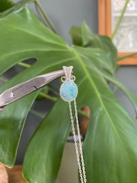 Image 5 of Silver Larimar Coin Oval Crystal Necklace
