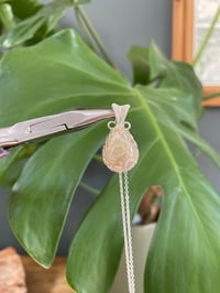 Image 1 of Silver Coral Jade Teardrop Crystal Necklace