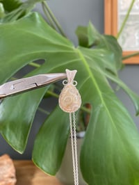 Image 2 of Silver Coral Jade Teardrop Crystal Necklace