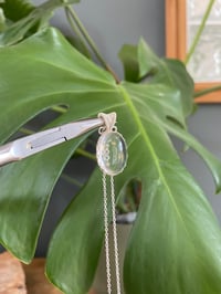 Image 1 of Silver Clear Quartz Oval Crystal Necklace 