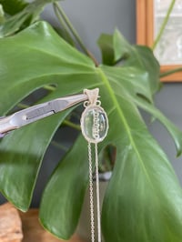 Image 2 of Silver Clear Quartz Oval Crystal Necklace 