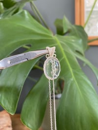 Image 3 of Silver Clear Quartz Oval Crystal Necklace 