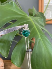 Image 1 of Silver Chrysocolla & Malachite Heart Crystal Necklace 