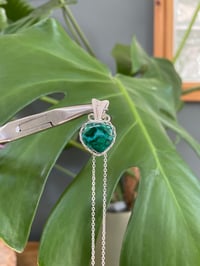 Image 3 of Silver Chrysocolla & Malachite Heart Crystal Necklace 