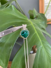Image 4 of Silver Chrysocolla & Malachite Heart Crystal Necklace 