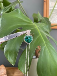 Image 5 of Silver Chrysocolla & Malachite Heart Crystal Necklace 