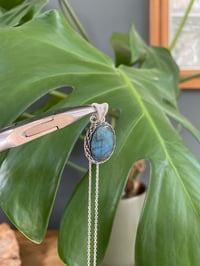 Image 2 of Silver Labradorite Oval Crystal Necklace