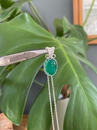 Image 2 of Silver Green Agate Oval Crystal Necklace 