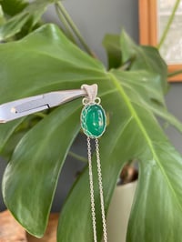 Image 4 of Silver Green Agate Oval Crystal Necklace 