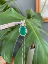Image 5 of Silver Green Agate Oval Crystal Necklace 