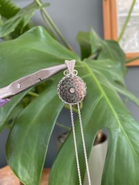 Image 1 of Silver Black Mother Of Pearl Flower Coin Crystal Necklace