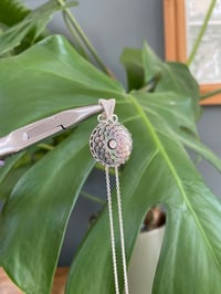 Image 3 of Silver Black Mother Of Pearl Flower Coin Crystal Necklace