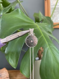 Image 5 of Silver Black Mother Of Pearl Flower Coin Crystal Necklace