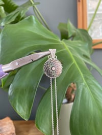 Image 4 of Silver Black Mother Of Pearl Flower Coin Crystal Necklace