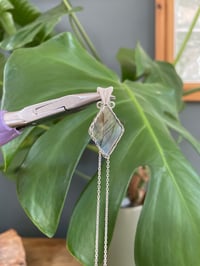 Image 4 of Silver Labradorite Diamond Crystal Necklace
